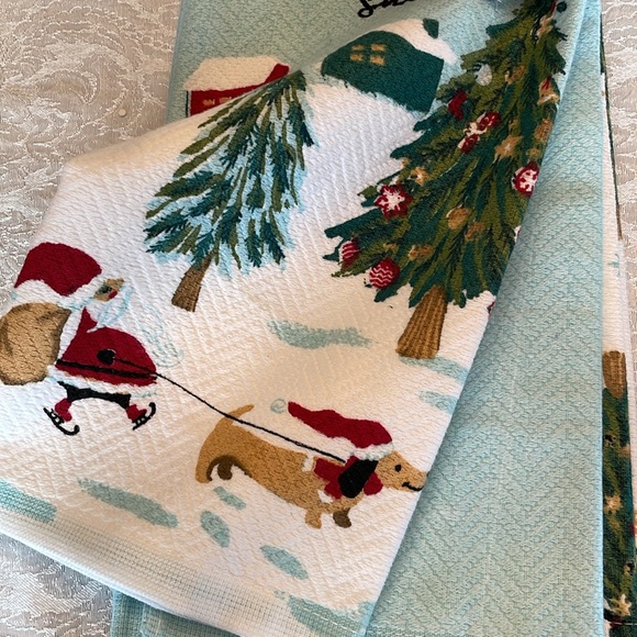 Dachshund with Santa kitchen towel set of two - Picture 5 of 6